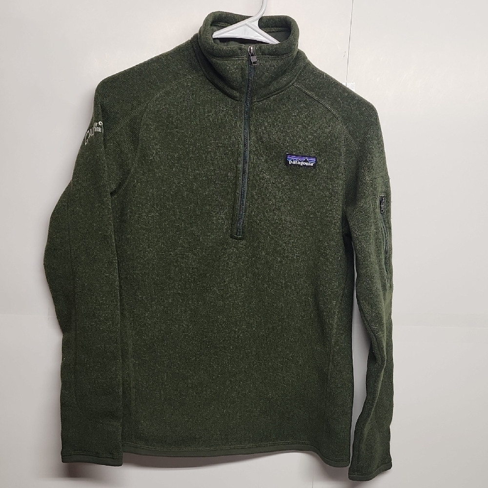 Patagonia green call of the wild 1/4 zip pullover unisex sweater.